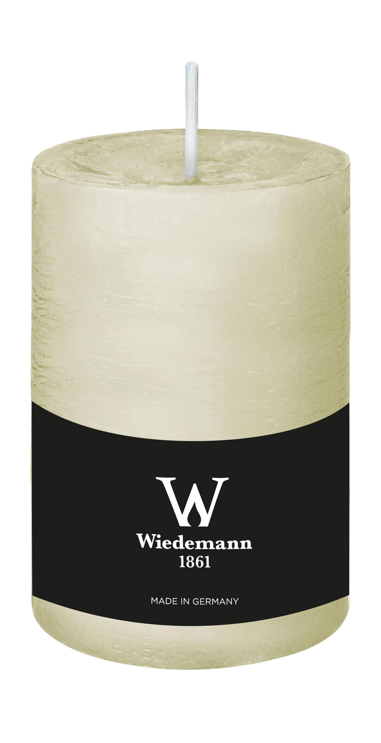 STUMPENKERZE Rustik Marble Style Elfenbein 130 x Ø 78 mm, 1 Stück - Beige, Paraffin (13cm) - Wiedemann Kerzen