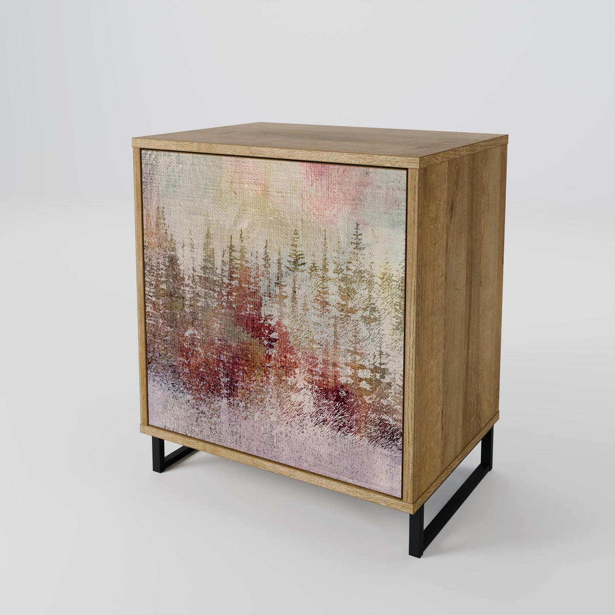 SIDEBOARD VEILED SUMMIT, Eichefarben, 57,5x42x75,5 cm, Goldfarbene Metallfüße - Eichefarben/Goldfarben, Holzwerkstoff/Metall (57.5/75.5/42cm) - SpaceRebels