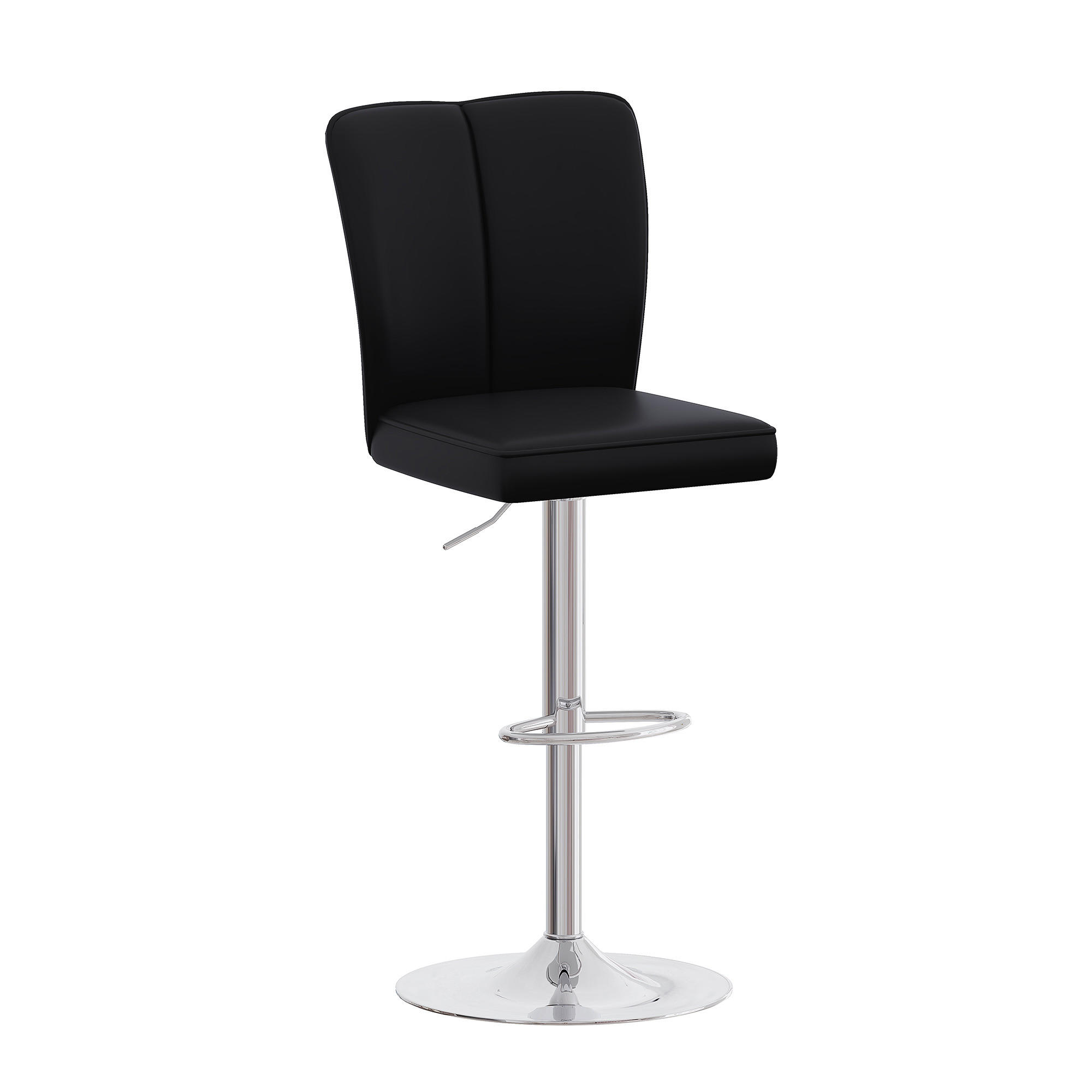 BARHOCKER Schwarz-Silber 2er-Set höhenverstellbar 360° drehbar mit PU-Leder - Schwarz, Metall (44.5/95.5/44cm) - PANGIVO