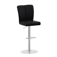 BARHOCKER Schwarz-Silber 2er-Set höhenverstellbar 360° drehbar mit PU-Leder - Schwarz, Metall (44.5/95.5/44cm) - PANGIVO