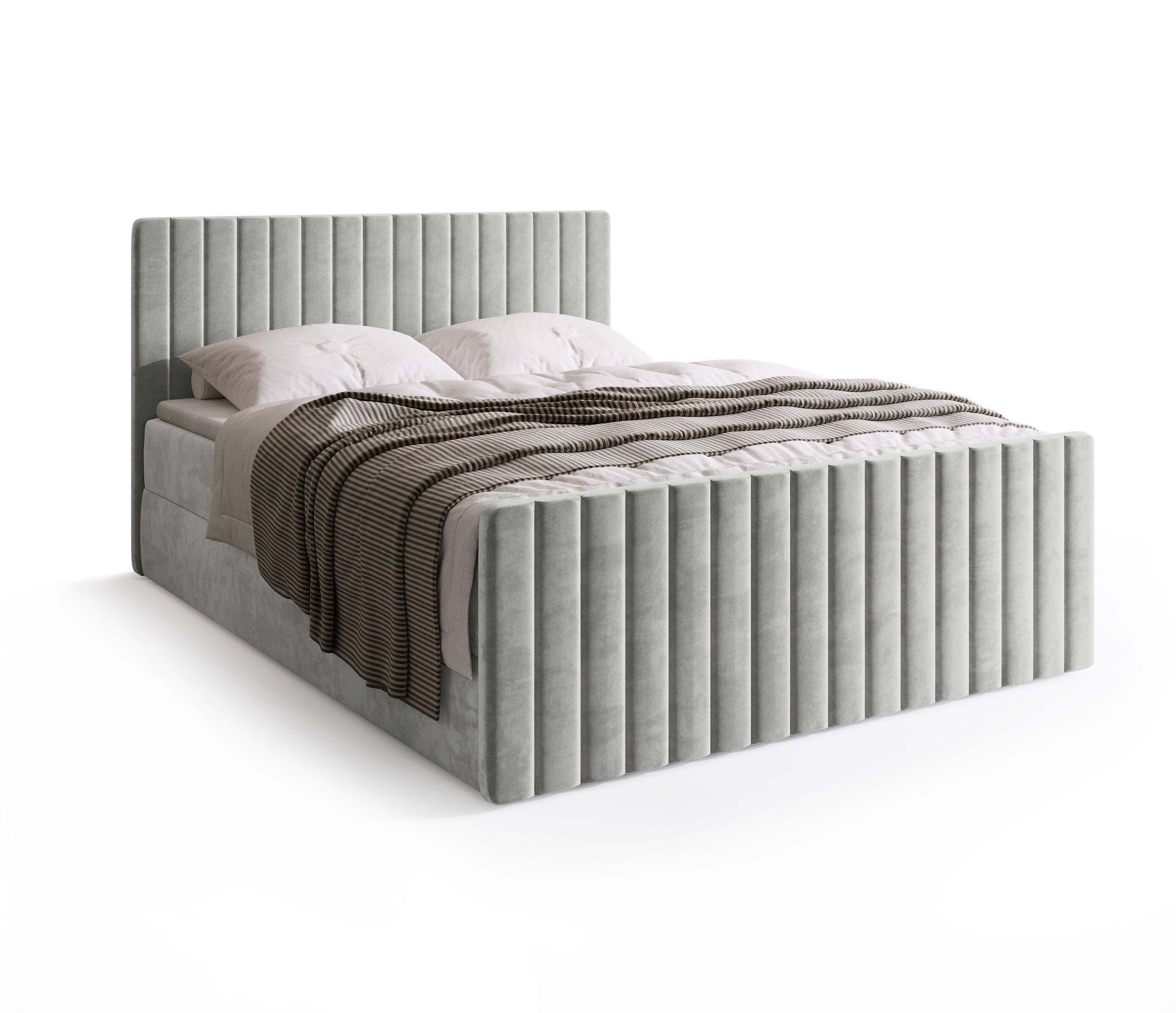 BOXSPRINGBETT Dream Duo mit Topper 160/200 Grau - Hellgrau, Kunststoff (160/200cm) - Bromarkt