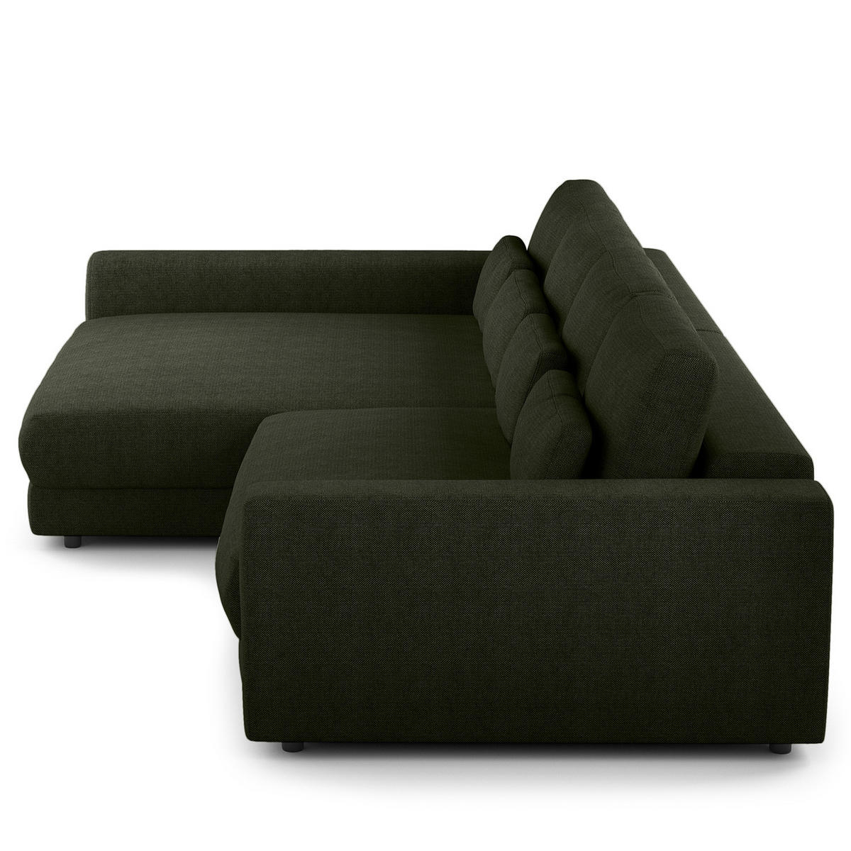 ECKSOFA mit XXL-Longchair - Schwarz/Grau, Kunststoff/Textil (323/182cm) - home24