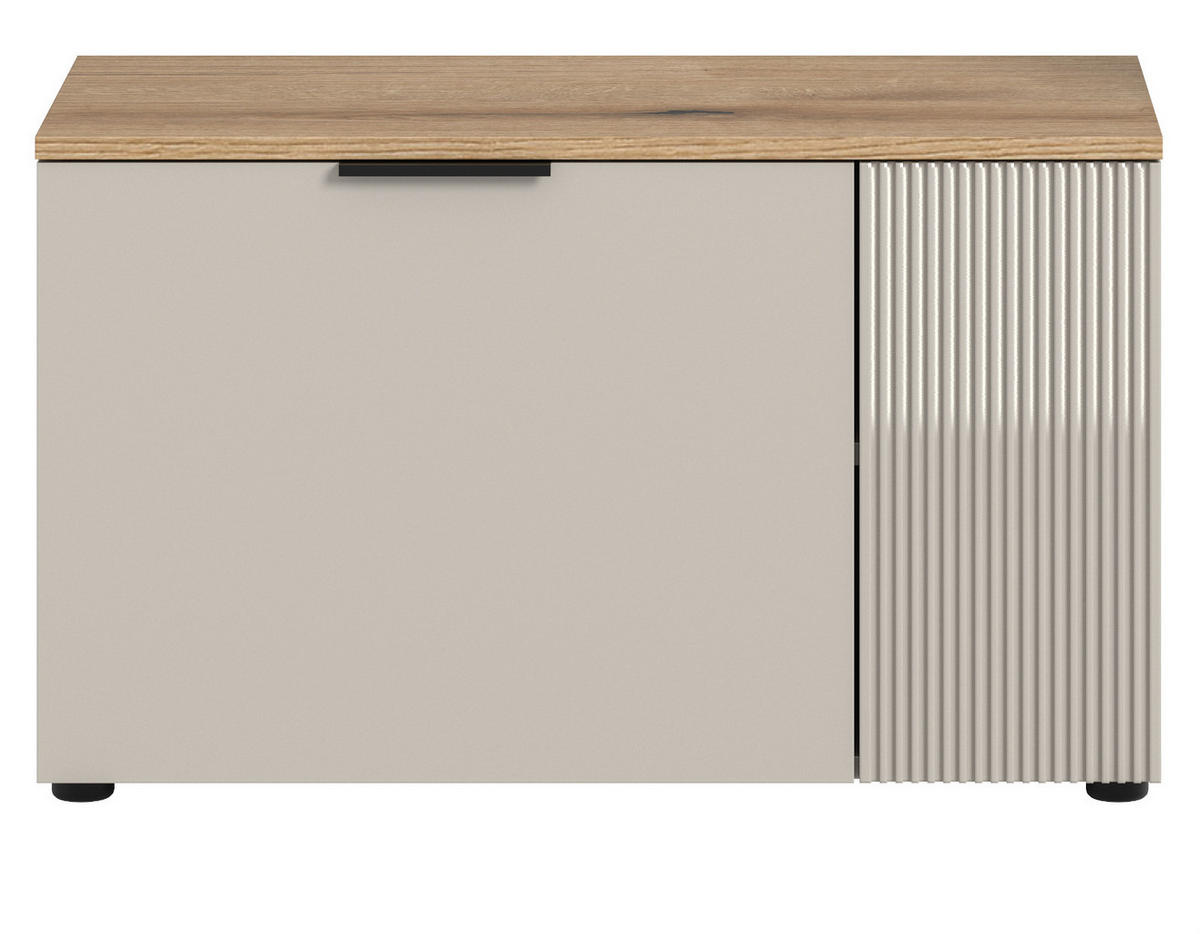 GARDEROBENBANK Kaschmir Sand, Eiche 80 cm, Sitzbank mit Stauraum, Skid - Kaschmir/Eichefarben, Holzwerkstoff/Kunststoff (80/48/36cm) - Inn.Furn