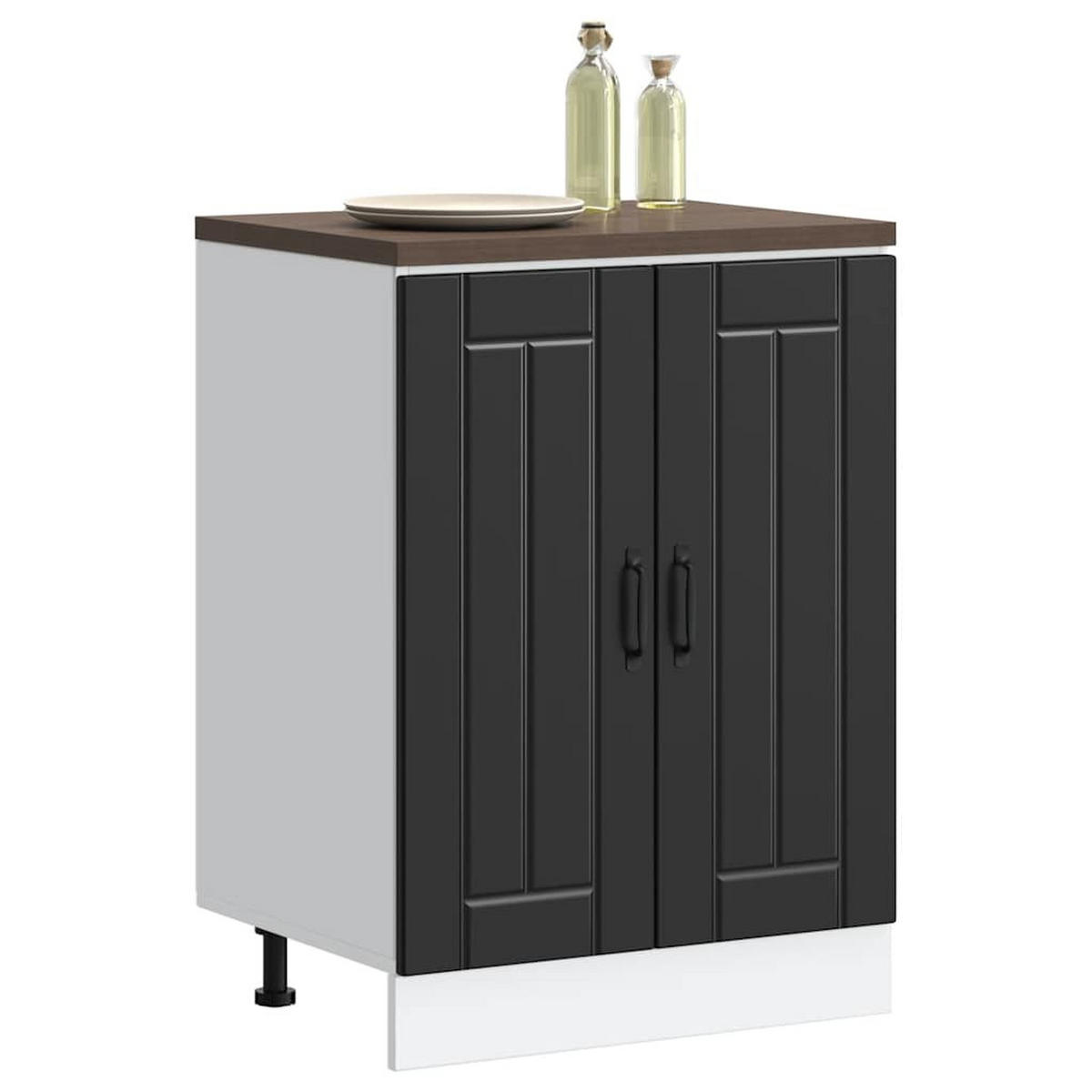 SPÜLENUNTERSCHRANK Lucca Schwarz Holzwerkstoff - Schwarz, Holzwerkstoff (46/81.5/60cm) - vidaXL