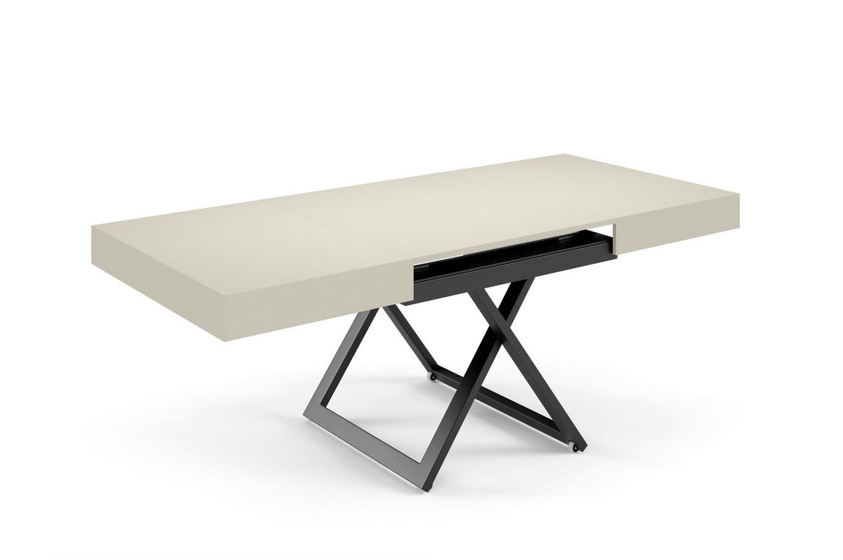 COUCHTISCH SANNA U - Kaschmir/Schwarz, Holzwerkstoff/Metall (80/120/27cm) - Meblini