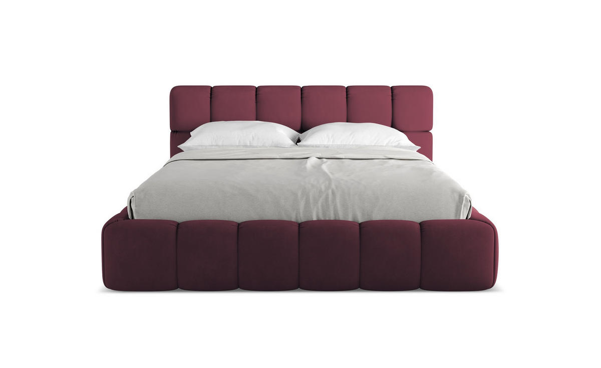 POLSTERBETT mit Bettkasten und Lattenrost 180x228 Rot - Rot/Weinrot, Kunststoff/Textil (160/200cm) - Makamii