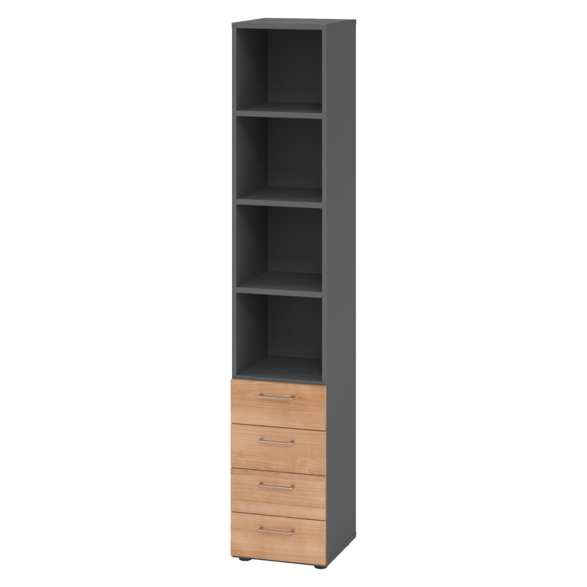 REGAL - 4 Schübe 42/40/215,6 cm in Graphitfarben/Nussbaumfarben - Nussbaumfarben/Graphitfarben, Holzwerkstoff (40/215.6/42cm) - bümö