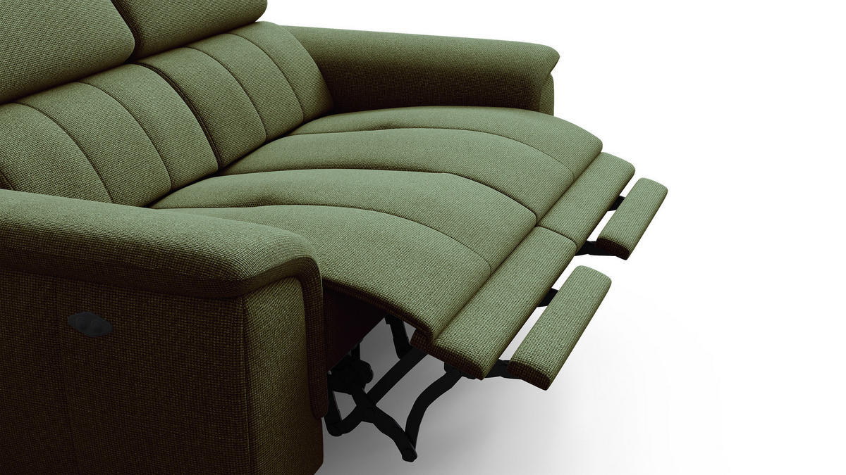 RELAXSOFA FIERO 2-Sitzer mit 2 Relaxfunktionen, olivgrün - Schwarz/Olivgrün, Holzwerkstoff/Textil (170/82/103cm) - Courtois Laville