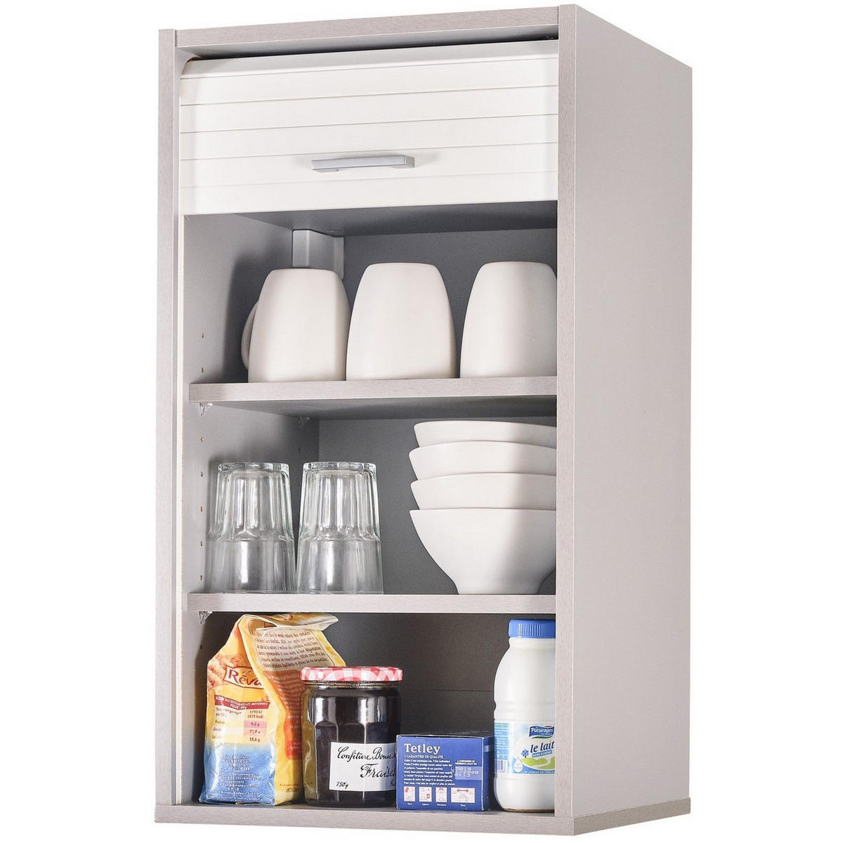 KÜCHENOBERSCHRANK mit Rolladentür 35/40/72cm - Alufarben, Holzwerkstoff (40/72/35cm) - Simmob