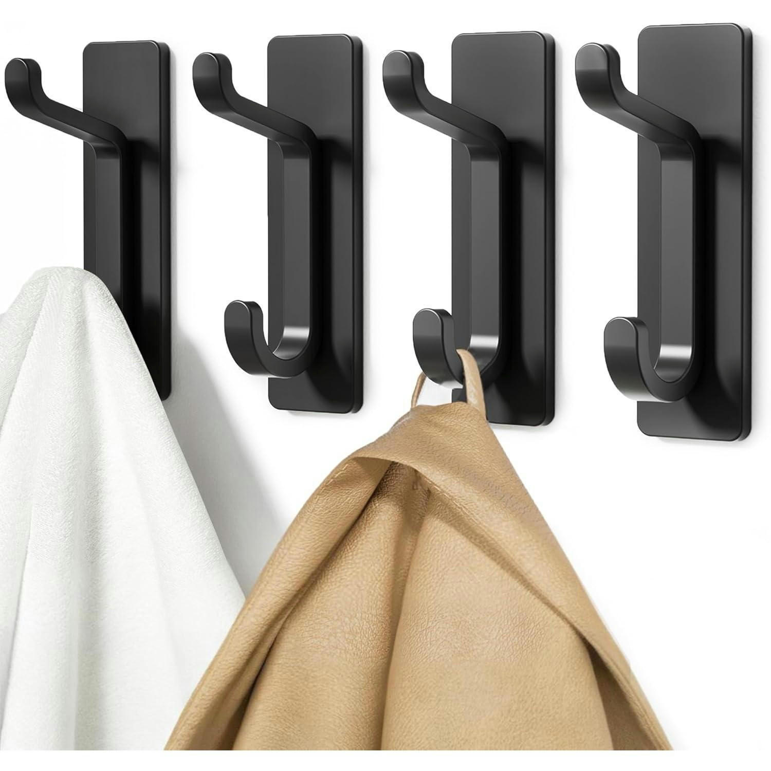 KLEBEHAKEN 4 Stück Schwarz Matt 6kg Tragkraft - Schwarz, Metall (8/3.5/2.2cm)