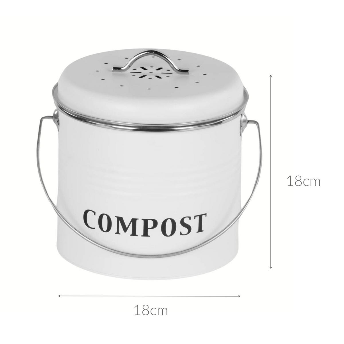 HEIMKOMPOSTER Metall 3,5 l - Weiß, Metall (19.5/21/21cm)