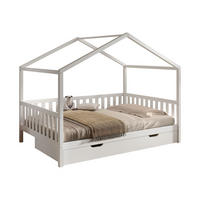 HAUSBETT Kapua 140x200 mit Bettschublade Kiefer Massivholz Weiß - Weiß, Holz (140/200cm) - 58aufmkessel