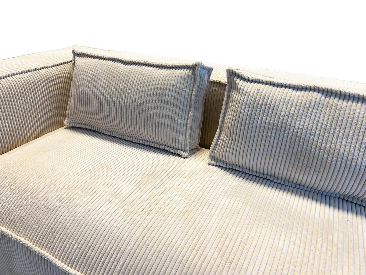 3-SITZER-SOFA Nova Beige Cord - Beige/Schwarz, Holz/Kunststoff (230/64/92cm) - S-Style Möbel