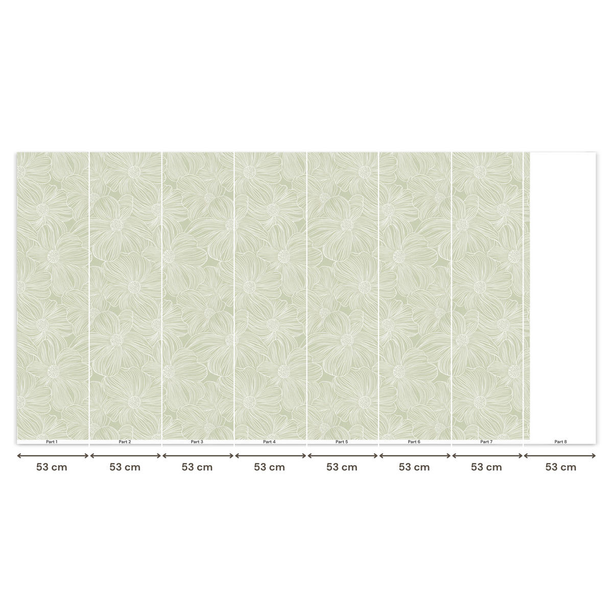 TAPETE - Gelassenheit - Blumen - Grün - 400x220 cm - Salbeigrün, Papier (400/220cm) - OnlyWow