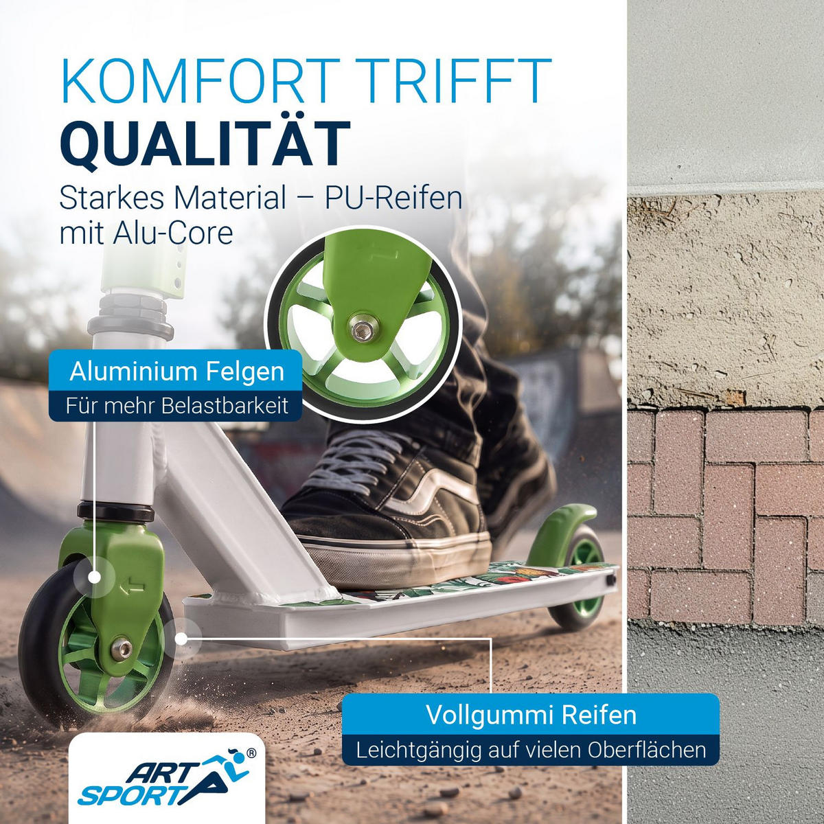 STUNTSCOOTER Hawaiana - Grün, Metall (66/47/84cm) - Artsport