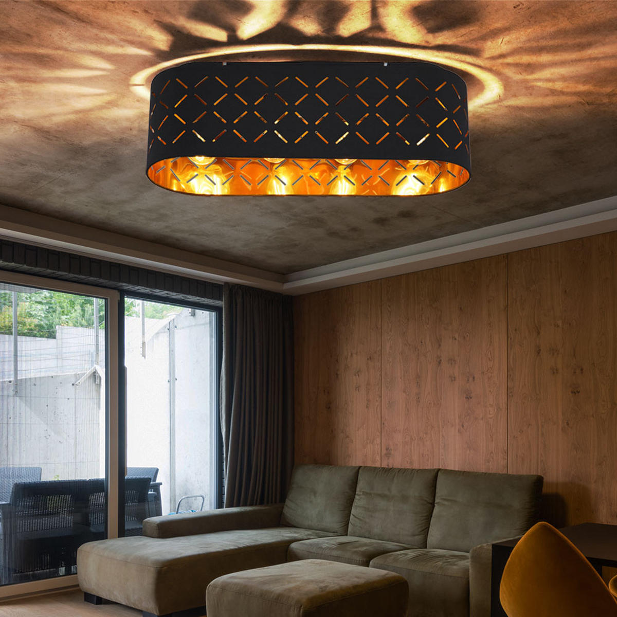 DECKENLEUCHTE Clarke Metall Schwarz - Schwarz, Metall (60/20/18cm) - Globo Lighting