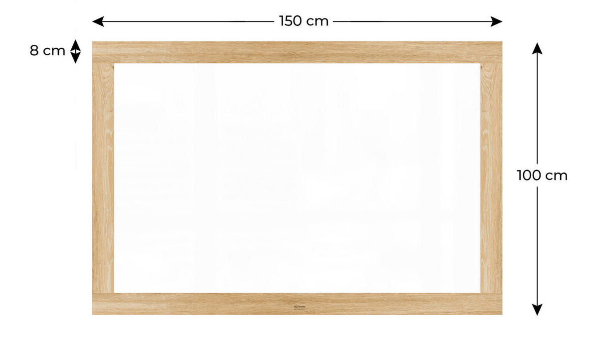 MAGNETISCHES Whiteboard, trocken abwischbar PREMIUM 150x100cm, massiver Rahmen im Eichendesign - Weiß, Metall (150/100/2cm) - ALLboards