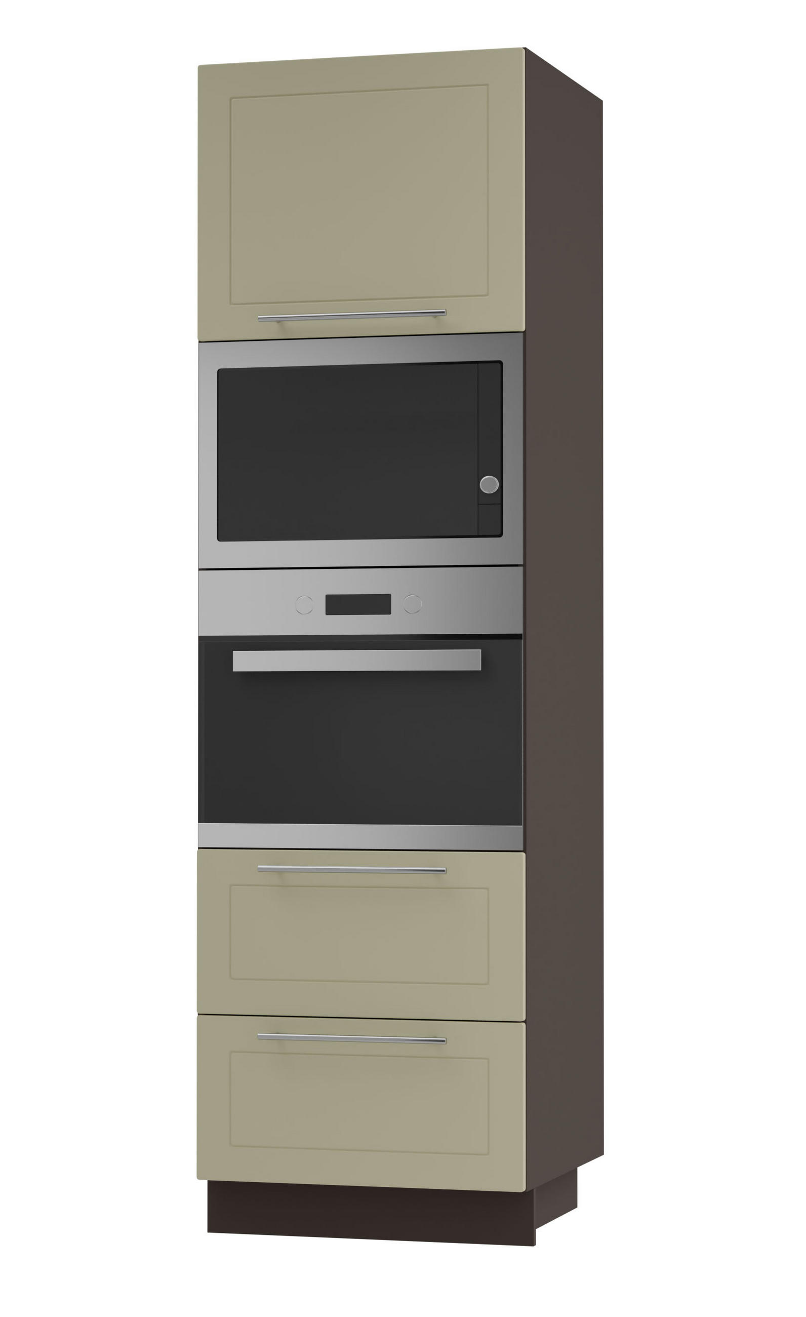 Feldmann-Wohnen Backofen-Hochschrank Creme, Dunkelgrau 60x207x59 cm