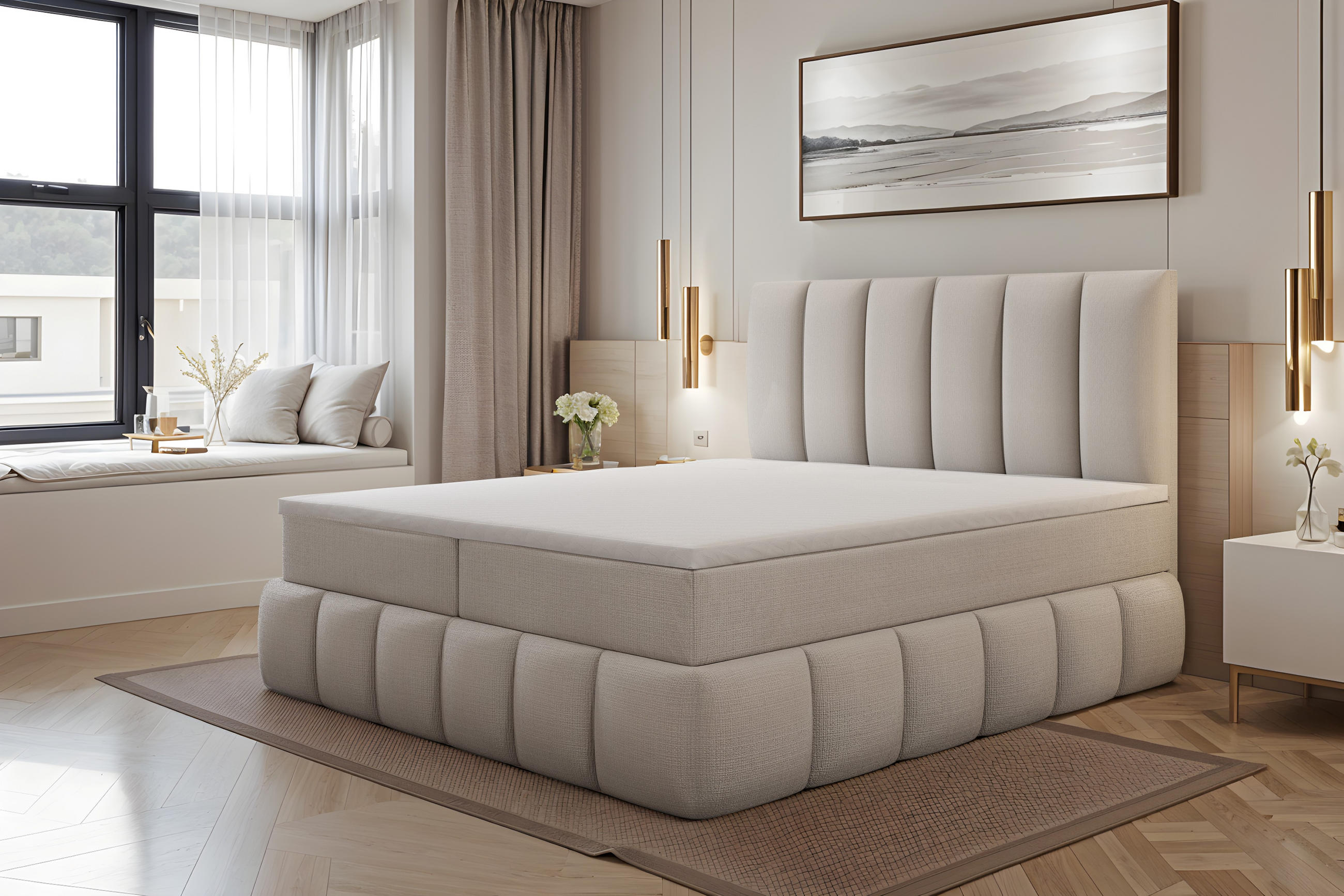BOXBETT Bali Plus 120x200 Beige - Beige, Textil/Metall (120/200cm) - VLR BEDS