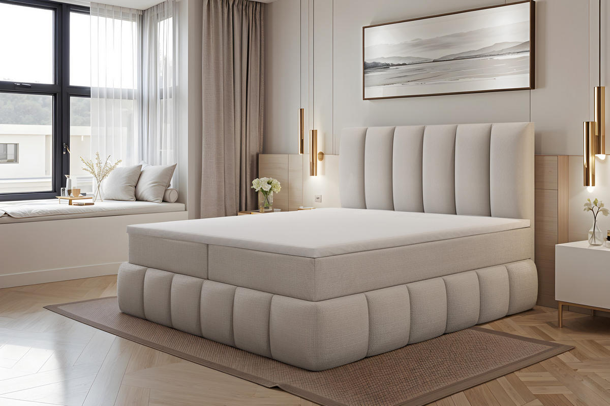 BOXBETT Bali Plus 120x200 Beige - Beige, Textil/Metall (120/200cm) - VLR BEDS
