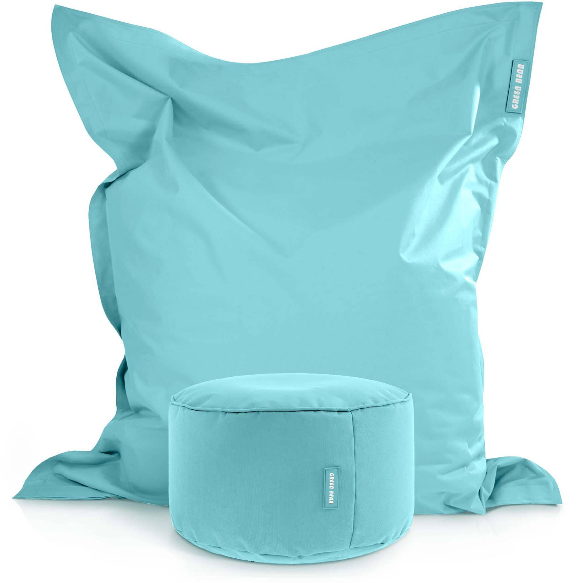 XXL-SITZSACK + Pouf 2er Set - 140x180cm - Hellblau, Textil (140/25/180cm) - Green Bean