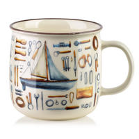 HRNEK Norman, 9,6x13x9,3cm, porcelán, bílý - hnědá, keramika (0.45L) - Mondex