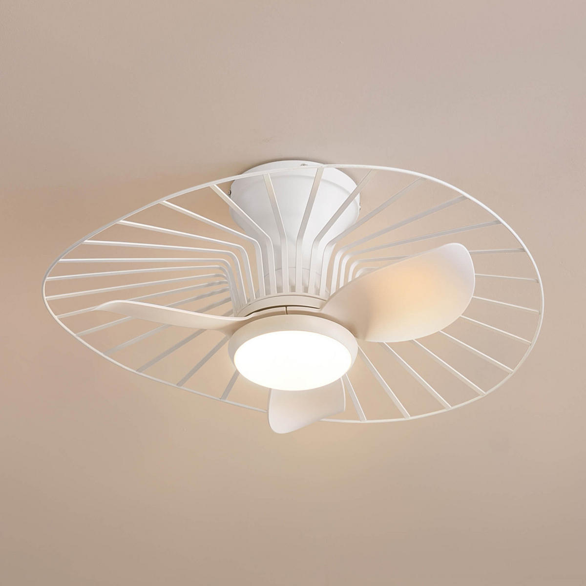 LED-DECKENVENTILATOR Melvin, Weiß, 23cm, Dimmbar - Weiß, Metall (23/66/23cm) - KOSILUM