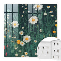 SCHLÜSSELBOX Weiß 30x30 cm – Türöffnung nach rechts - Blumenwiese - Grün, Metall (30/30/5cm) - TULUP