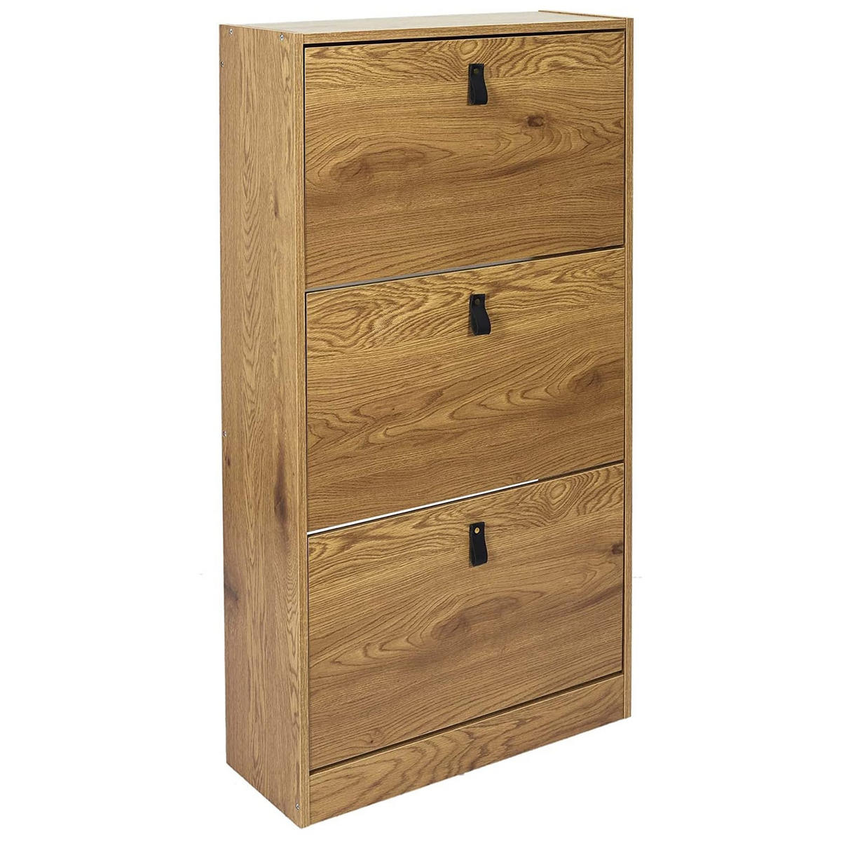 SCHUHSCHRANK mit 3 klappbaren Schubladen - L63cm - Eichefarben, Holzwerkstoff (24/117/63cm) - Calicosy