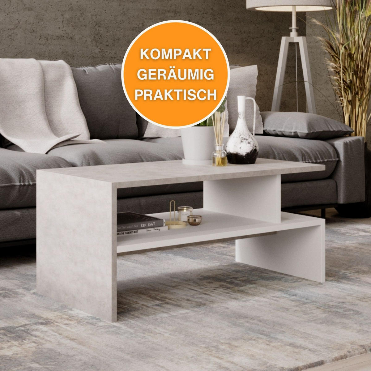 COUCHTISCH Jula_SK 50/45/93 - Weiß/Grau, Holzwerkstoff (93/50/45cm) - RAUMHIRSCH FURNITURE
