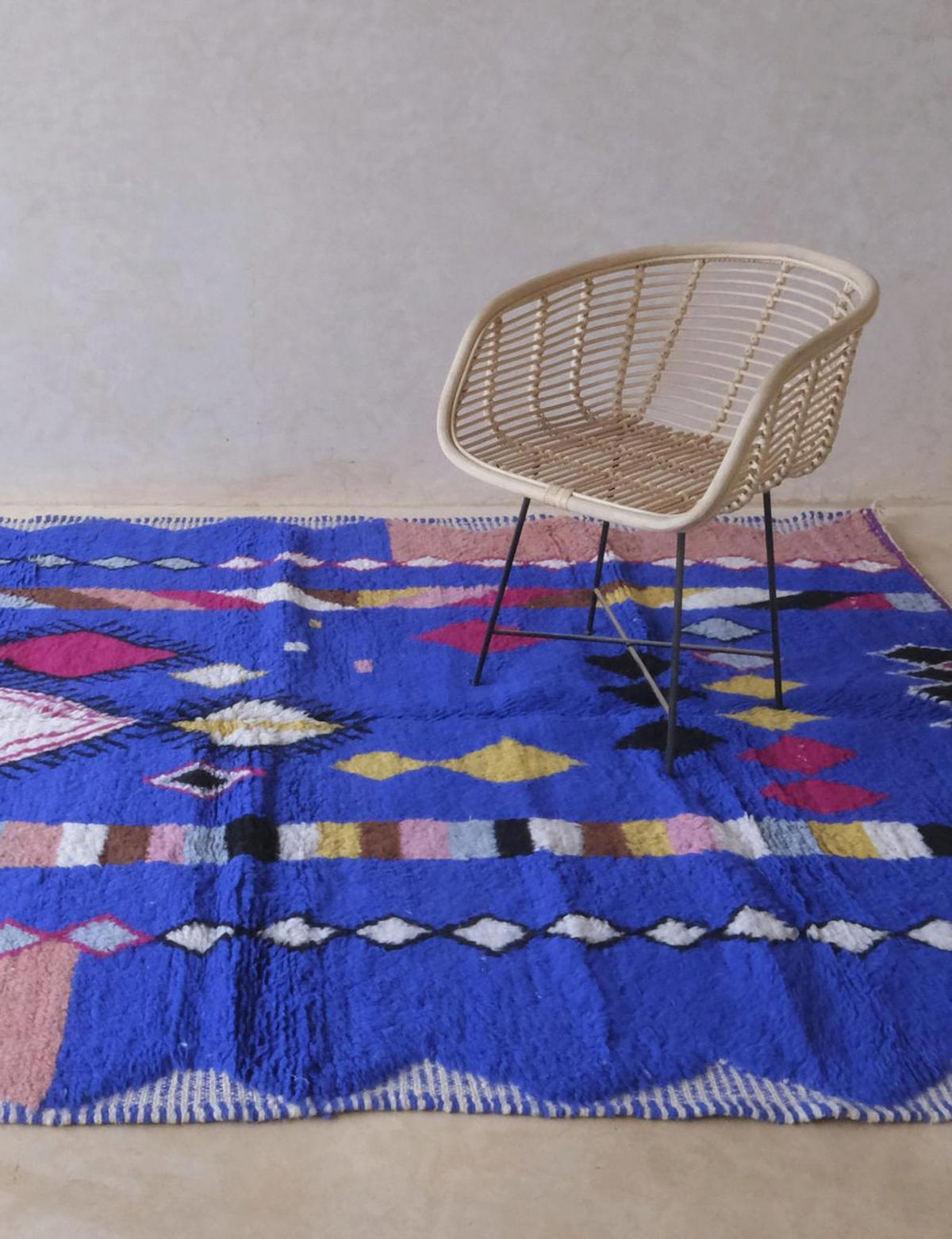 BERBERTEPPICH aus Marokko aus reiner Wolle 200x 300 cm - Blau, Naturmaterialien (200/300cm) - AFK Living
