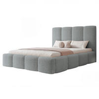 POLSTERBETT LANDARE 200x200 cm Hellgrau Bouclé (Stoff Coral) - mit Bettkasten und Lattenrost - Grau, Holzwerkstoff/Textil (200/200cm) - Ravio