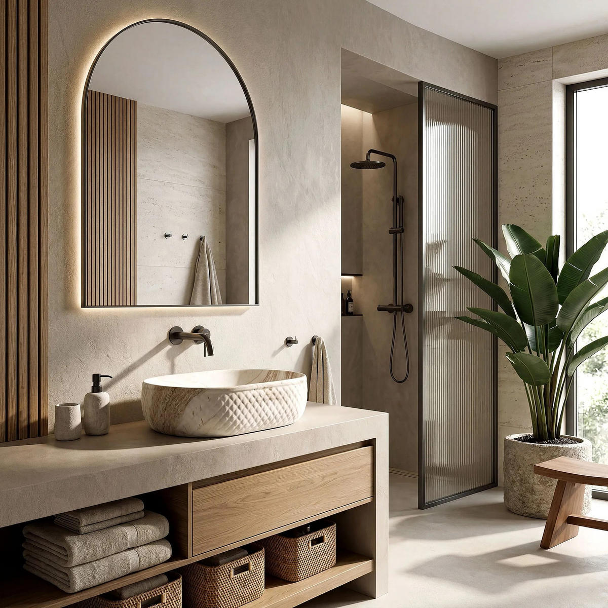AUFSATZWASCHBECKEN Rea Oktawia Saturn - Beige, Keramik (35.5/15/50cm) - REA
