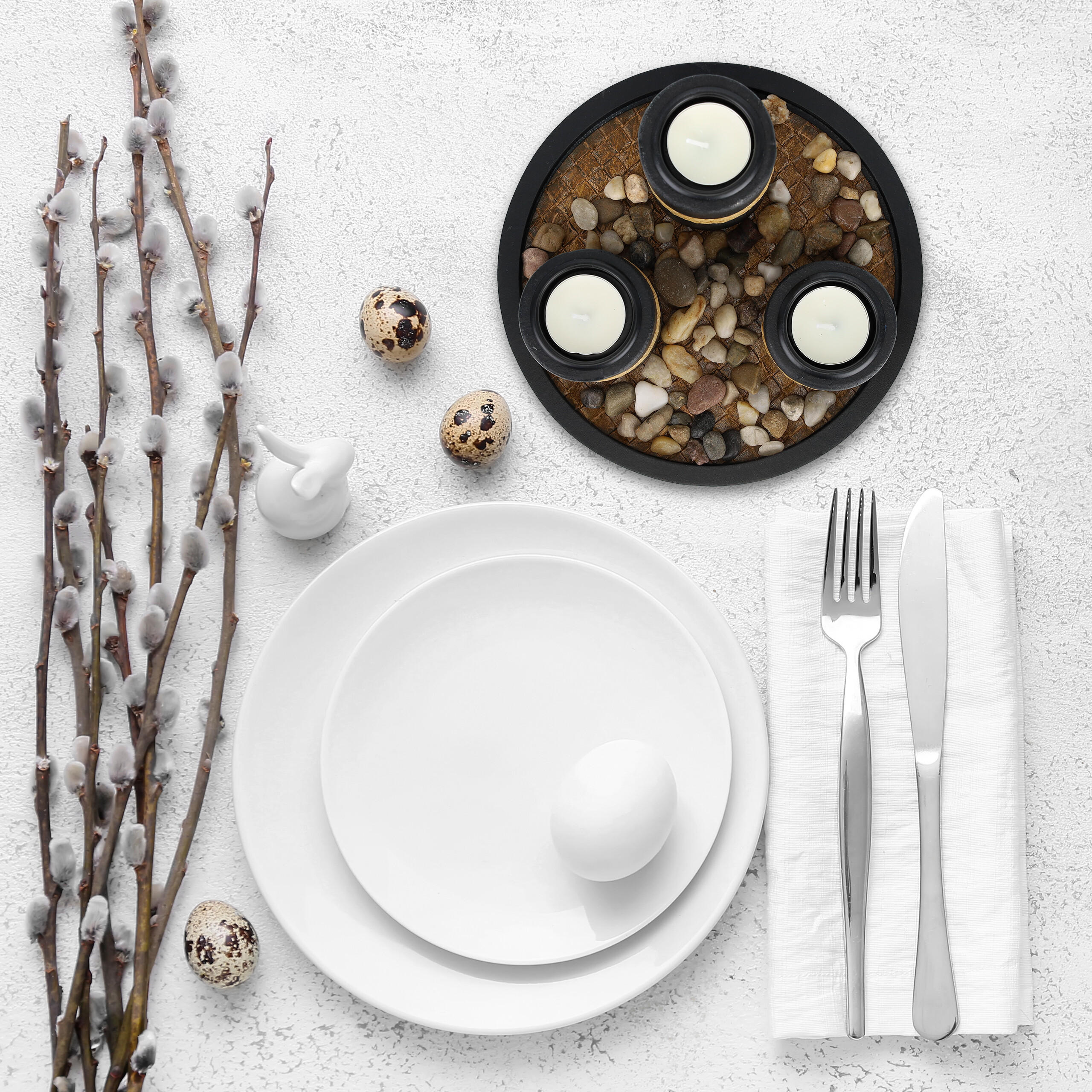 TEELICHTHALTER - Multicolor, Holzwerkstoff/Stein (13cm) - Relaxdays