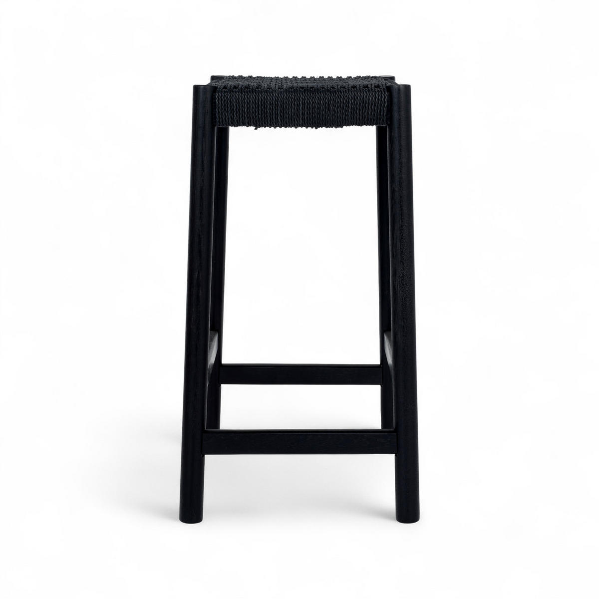 BARHOCKER-SET 2 Stück in Rattan / Eiche Schwarz - Schwarz, Holz/Papier (44/66/37cm) - Furnhouse