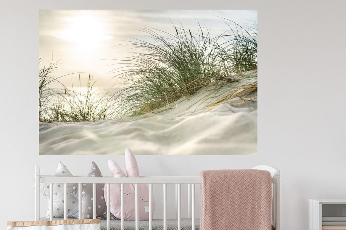 WANDTATTOO Dünen - Strand - Schlewswig-Holstein - Wattenmeer 120x80 cm - Creme, Kunststoff (120/80/0.1cm) - MuchoWow