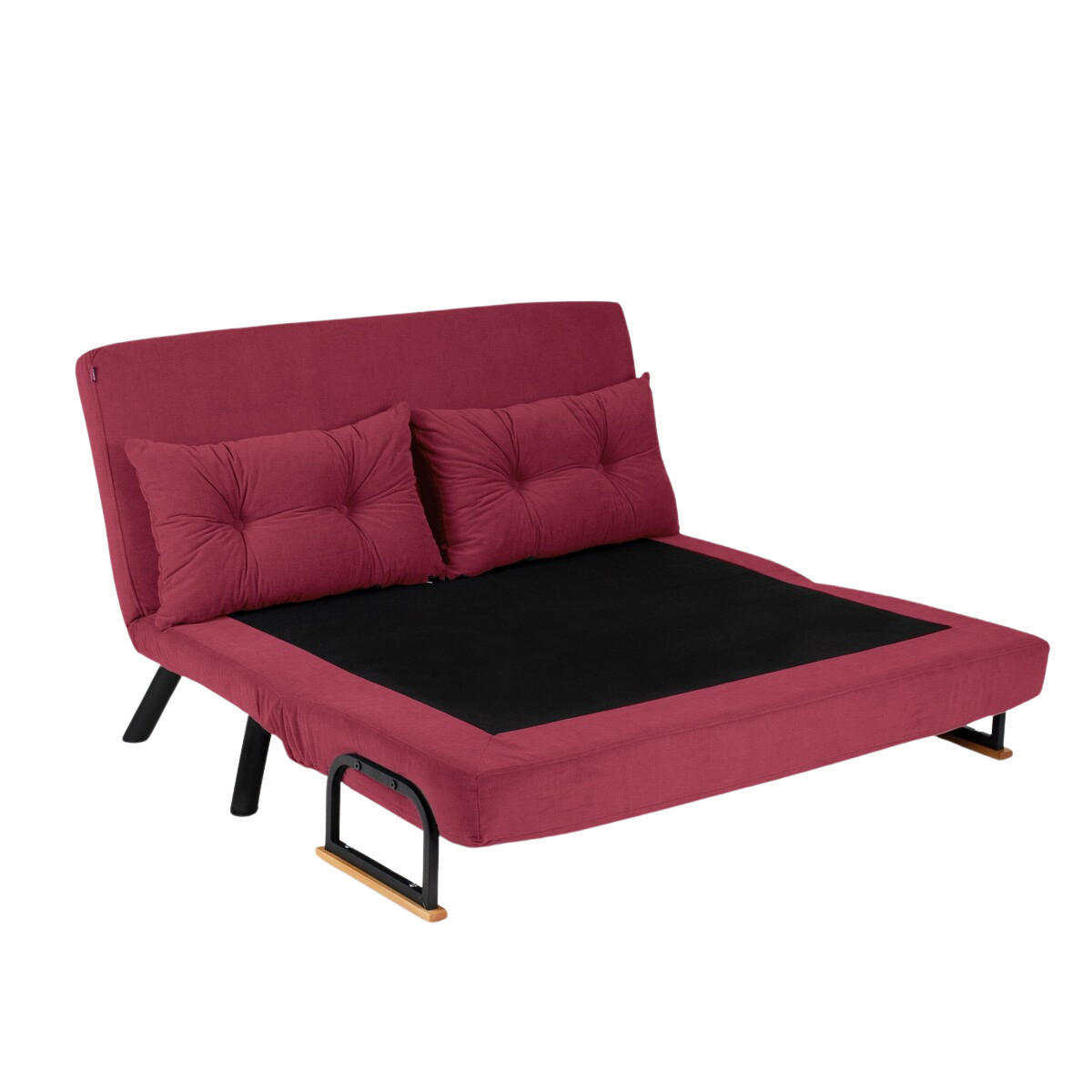 SCHLAFSOFA für 2 Personen mit Stoffbezug und Metallfüßen 133/50/41 cm - Bordeaux, Metall (50/41/133cm) - Calicosy