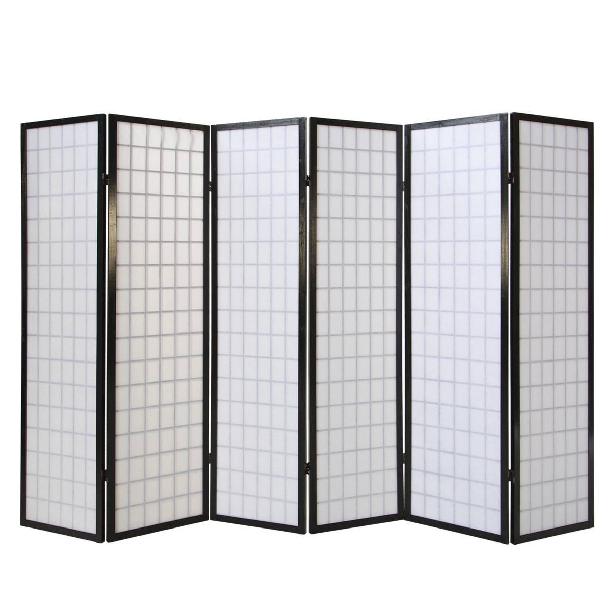 PARAVENT 6-tlg. 264/175 cm Schwarz Shoji - Schwarz, Holz (264/175/2cm) - Homestyle4u
