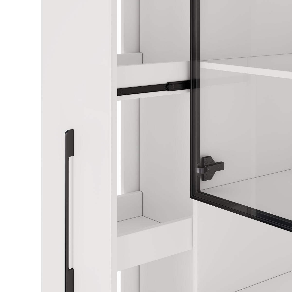 VITRINE LED Ausziehregal Schubladen 160cm Weiß - Weiß, Holzwerkstoff (110/160/35cm) - FLIEKS