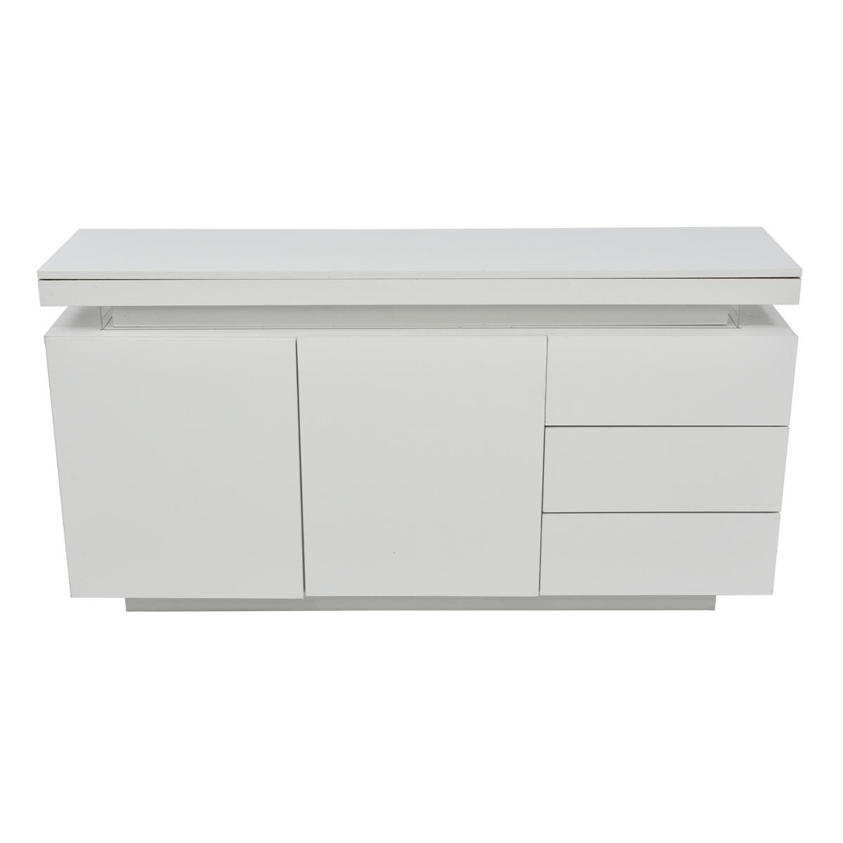 SIDEBOARD mit Schubladen 140/35/72,5 cm in Weiß Hochglanz mit LED - Weiß, Holzwerkstoff (140/72.5/35cm) - BEAOK