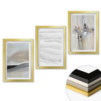 WANDBILDER 3er Set - 20x30 cm Goldrahmen - Abstrakte Erdmuster - Goldfarben, Kunststoff (20/30cm) - ArtPrintCave