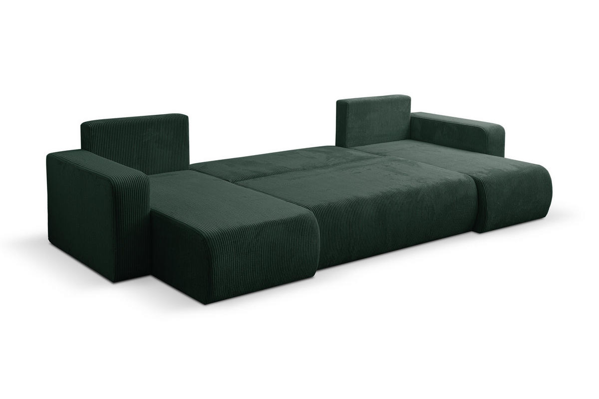 WOHNLANDSCHAFT LUNA U-FORM mit Schlaffunktion und Bettkasten (Grün) - Grün, Textil (312/83/142cm) - VENASI MÖBEL