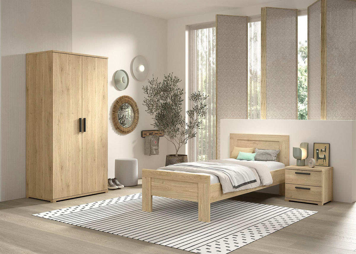 JUGENDZIMMER Set Keelia Eiche Melamin 3tlg Möbel - Eichefarben, Kunststoff (100/1/200cm) - 58aufmkessel