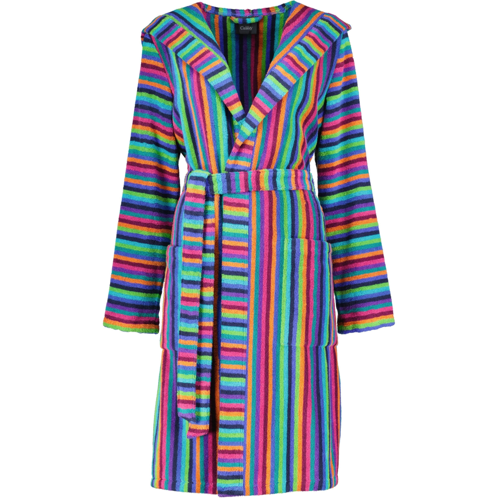 BADEMANTEL DAMEN KURZMANTEL MIT KAPUZE 7049 MULTICOLOR - 84 - Multicolor, Textil (Lnull) - Cawoe