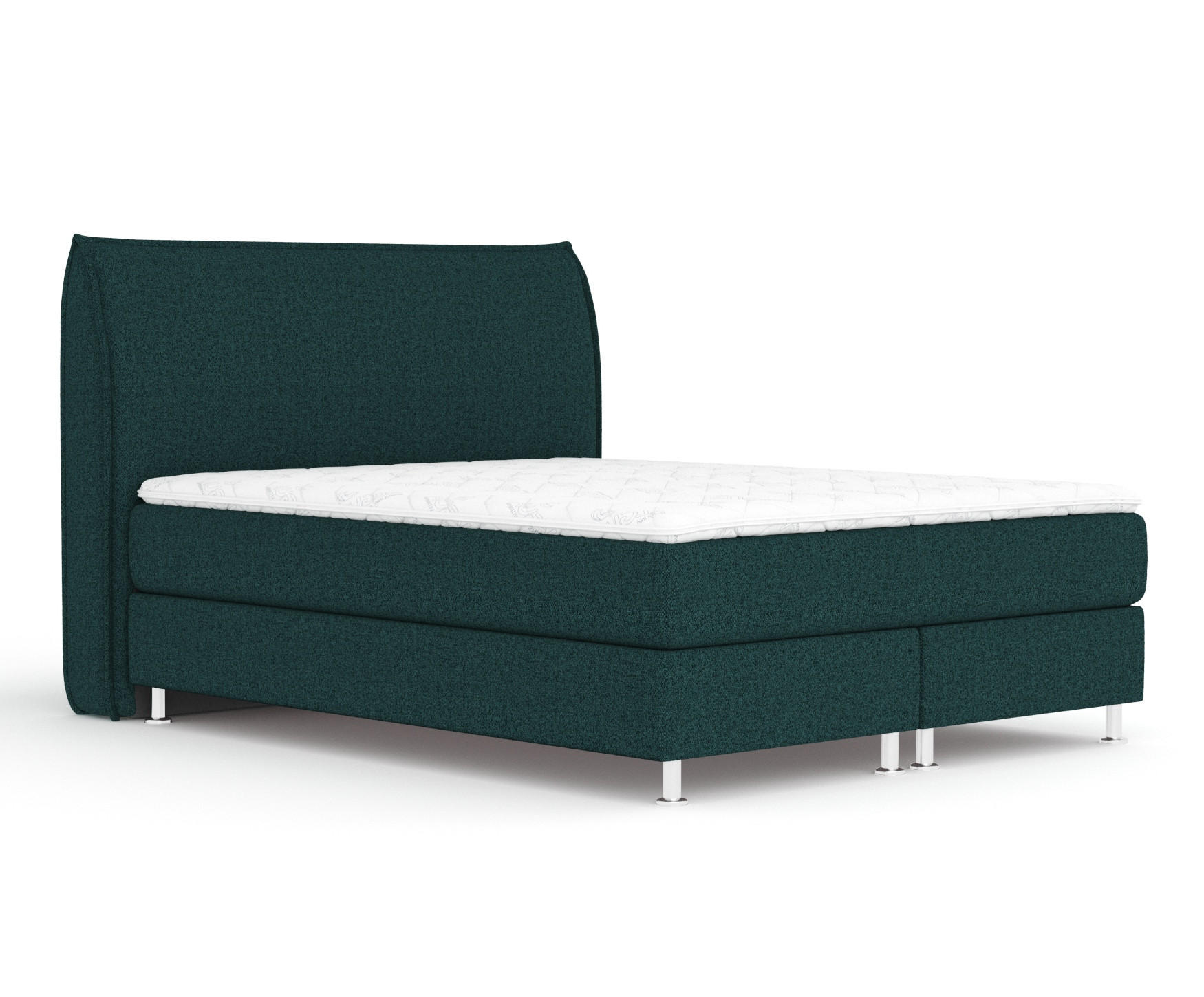 BOXSPRINGBETT Chermin Grün 160/200 cm mit Latex-Topper - Silberfarben/Grün, Holz/Holzwerkstoff (160/200cm) - Maison de Reve