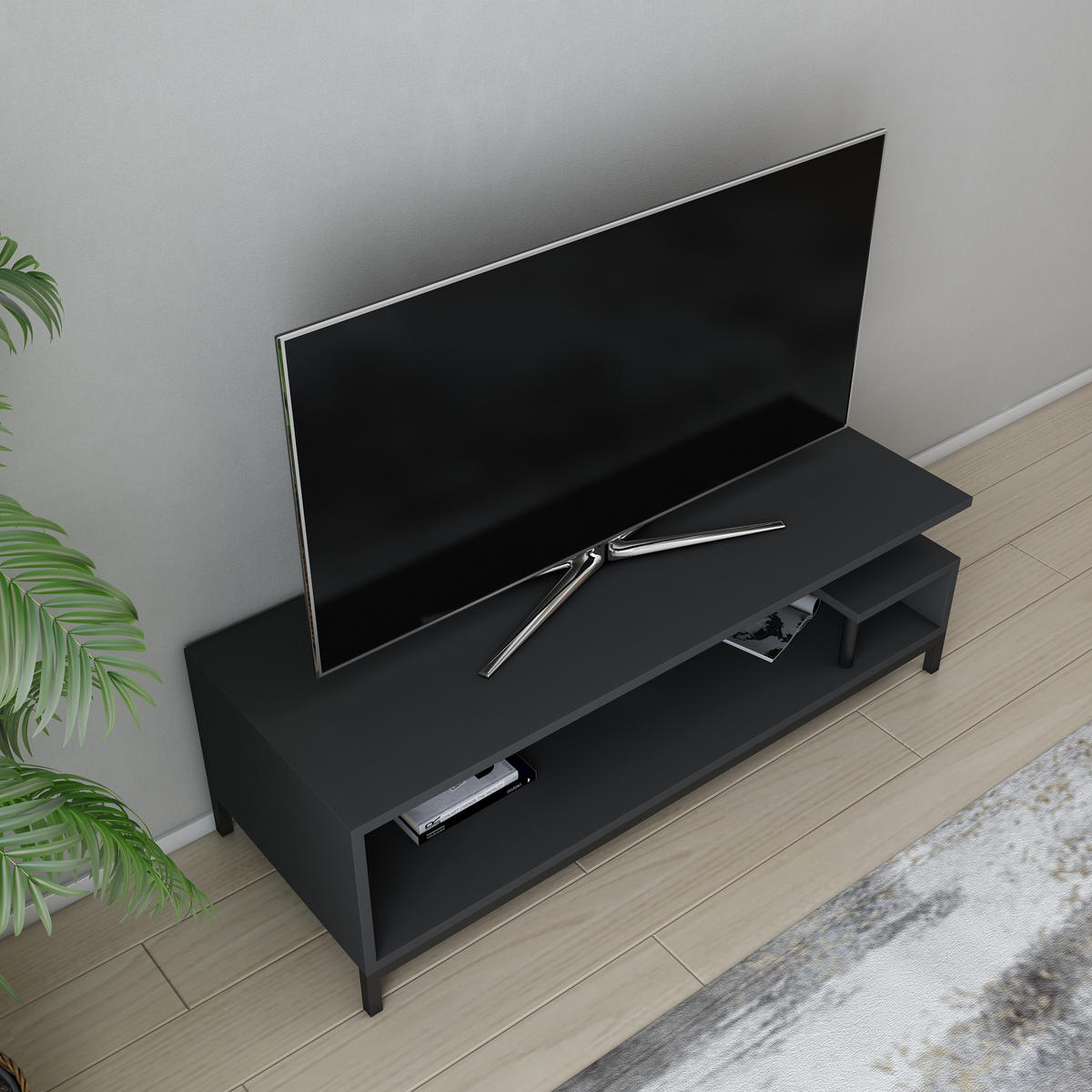 TV-LOWBOARD Reilly Schwarz-Anthrazit - Anthrazit/Schwarz, Holzwerkstoff (120/38/45cm) - Decorotika