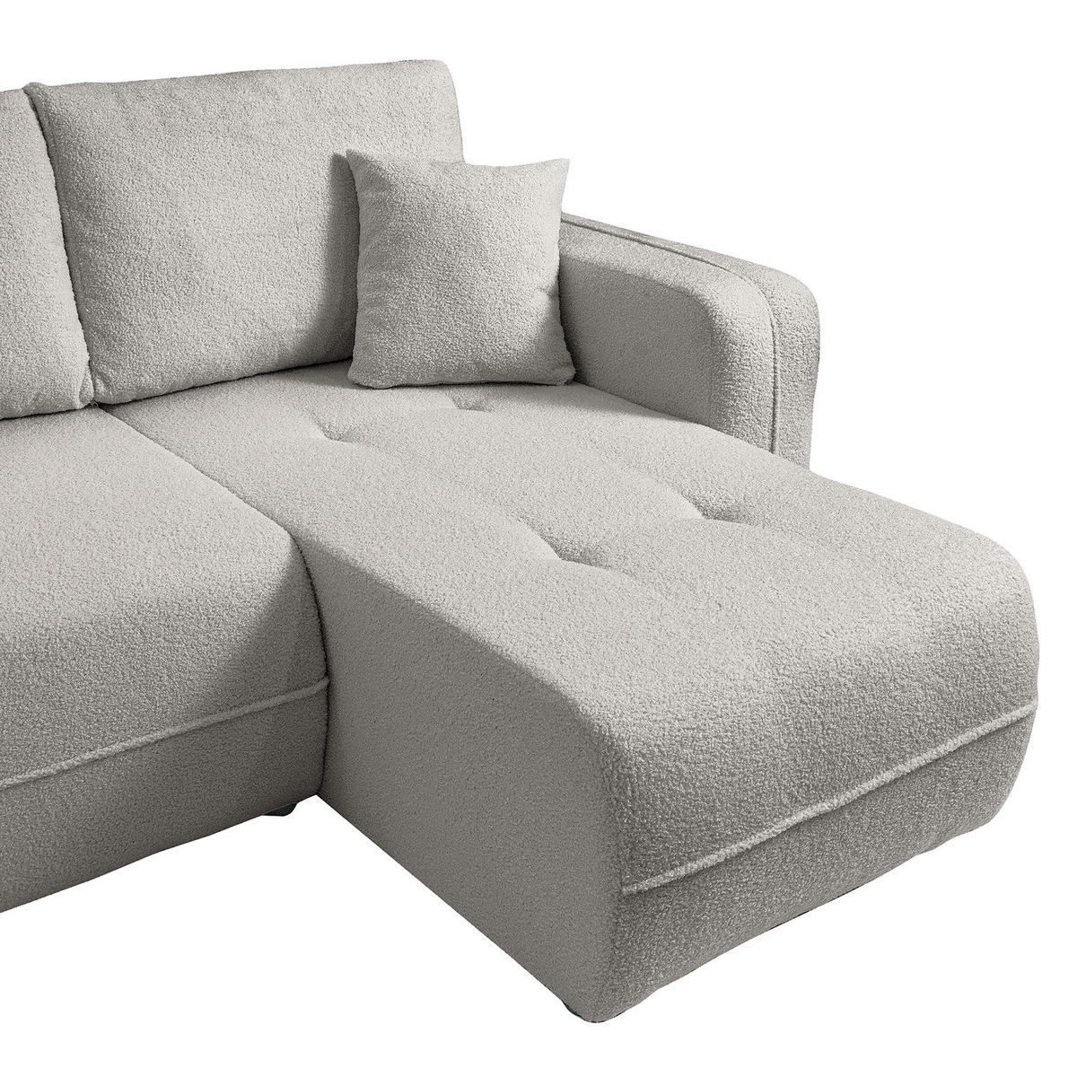 WOHNLANDSCHAFT - Hellgrau/Schwarz, Kunststoff/Textil (312/82/145cm) - home24