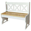 LANDHAUSBANK aus Kiefernholz mit Kreuzlehne, Weiss/Kiefer Lackiert, 105 cm - Kieferfarben, Holz (105/86/36cm)
