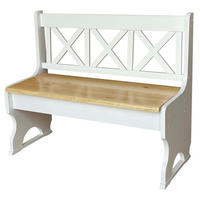 LANDHAUSBANK aus Kiefernholz mit Kreuzlehne, Weiss/Kiefer Lackiert, 105 cm - Kieferfarben, Holz (105/86/36cm)