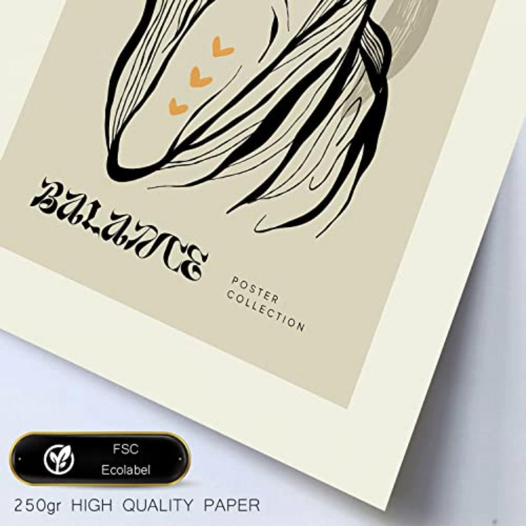POSTER Set Mit 6 In Schwarzer Tinte Freundschaft Kunstdrucke Im Skizzenstil Für Innenarchitektur A3 & A4 Weißer Rahmen - Weiß, Papier (29/3cm) - Nacnic
